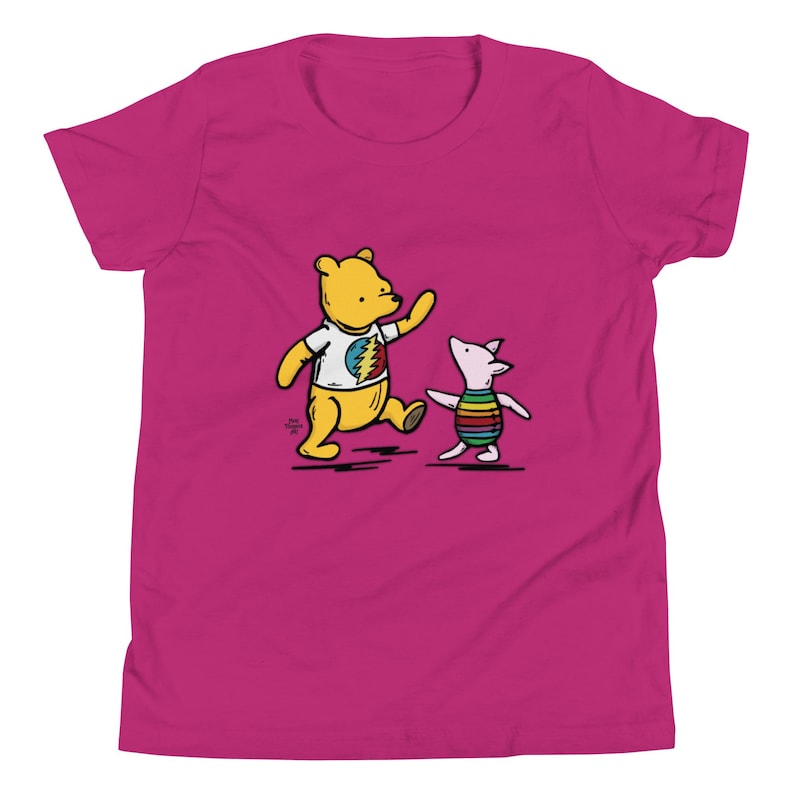 Dancing Vintage Pooh & Piglet Youth T-Shirt Classic Bella + Canvas Unisex