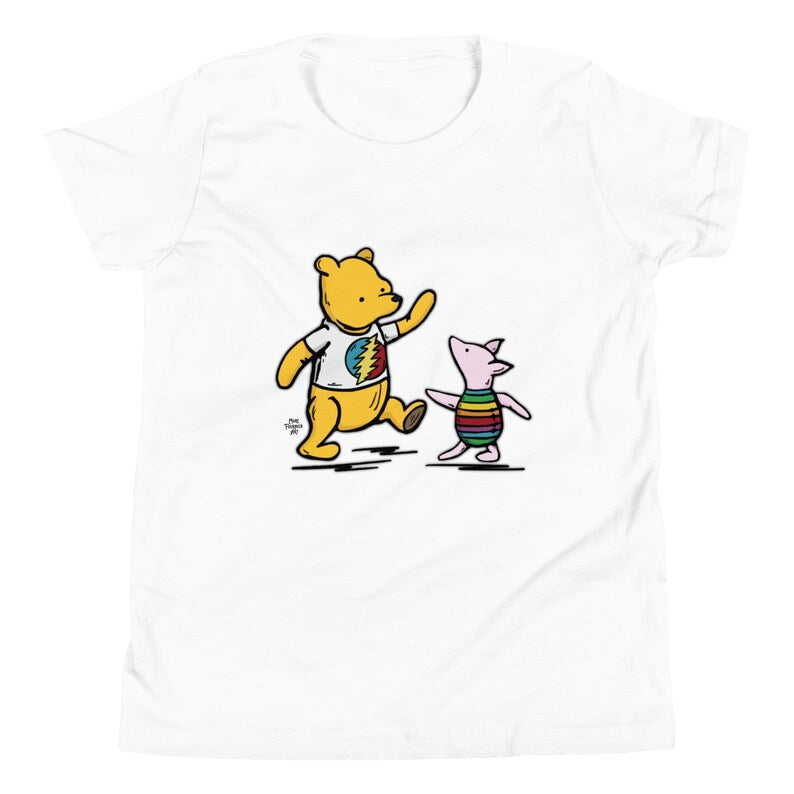 Dancing Vintage Pooh & Piglet Youth T-Shirt Classic Bella + Canvas Unisex