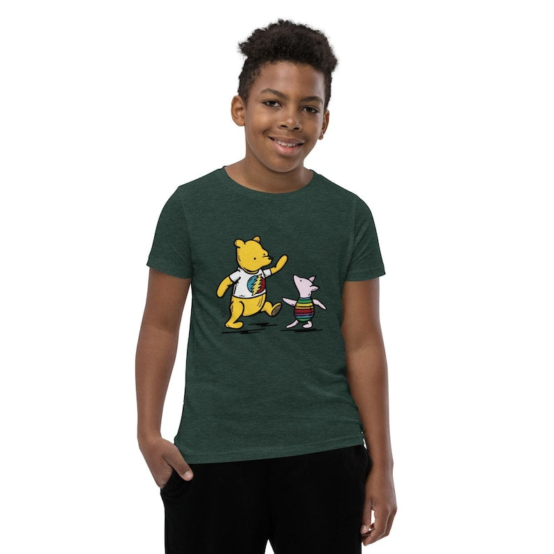 Dancing Vintage Pooh & Piglet Youth T-Shirt Classic Bella + Canvas Unisex