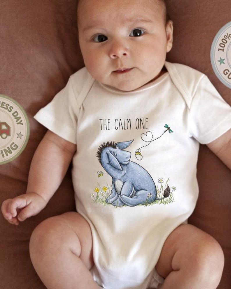 Vintage Storybook Eeyore and Tigger Twin Gift Twins Matching Outfits Baby Bodysuit ONESIE®(Set of 2) Clam One, Bouncy One, Pooh Bear Piglet