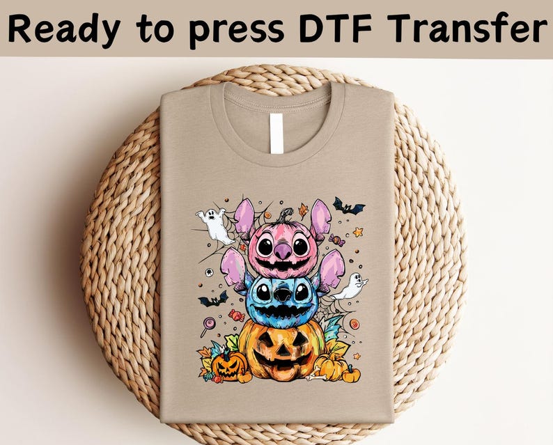 Disney Stitch & Angel Halloween DTF Transfer, Trick or Treat