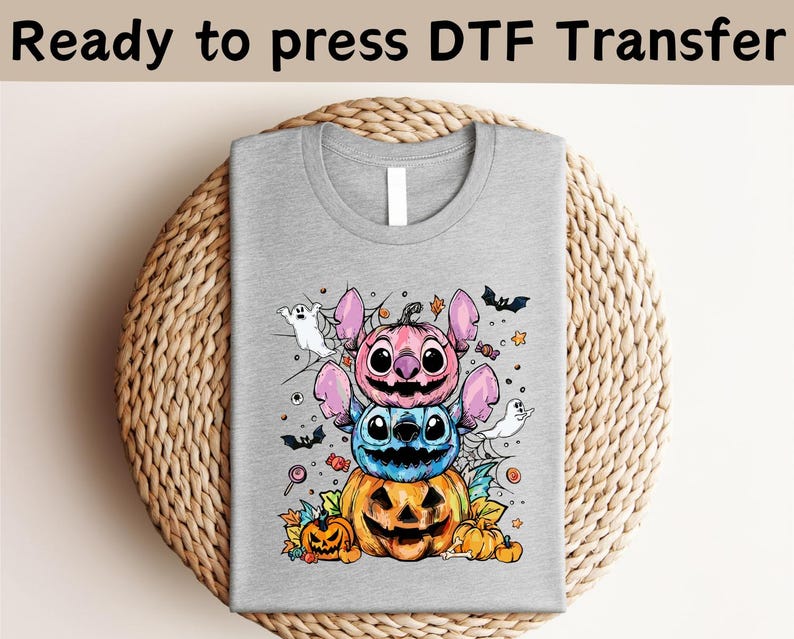 Disney Stitch & Angel Halloween DTF Transfer, Trick or Treat