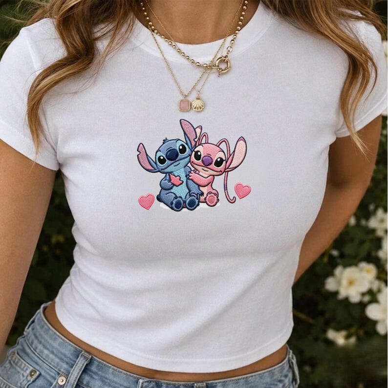 Stitch And Angel Sweatshirt Disney Embroidered Shirt Couple Matching Hoodie Quarter Zip Baby Tee Park Outfit Besties Gift