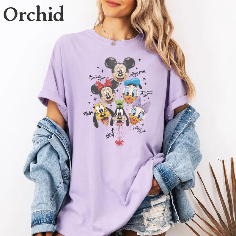 Mickey Friends Balloon Shirt, Disney Character Tee, Mickey Minnie Donald Daisy Goofy Pluto Vacation Shirt