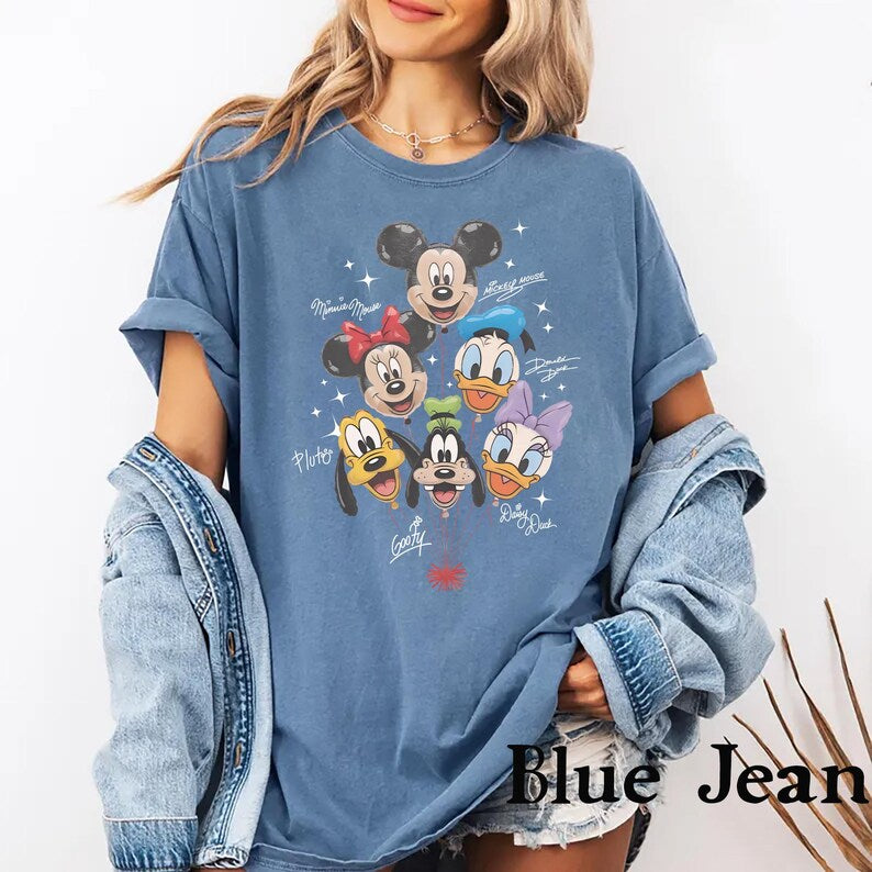 Mickey Friends Balloon Shirt, Disney Character Tee, Mickey Minnie Donald Daisy Goofy Pluto Vacation Shirt