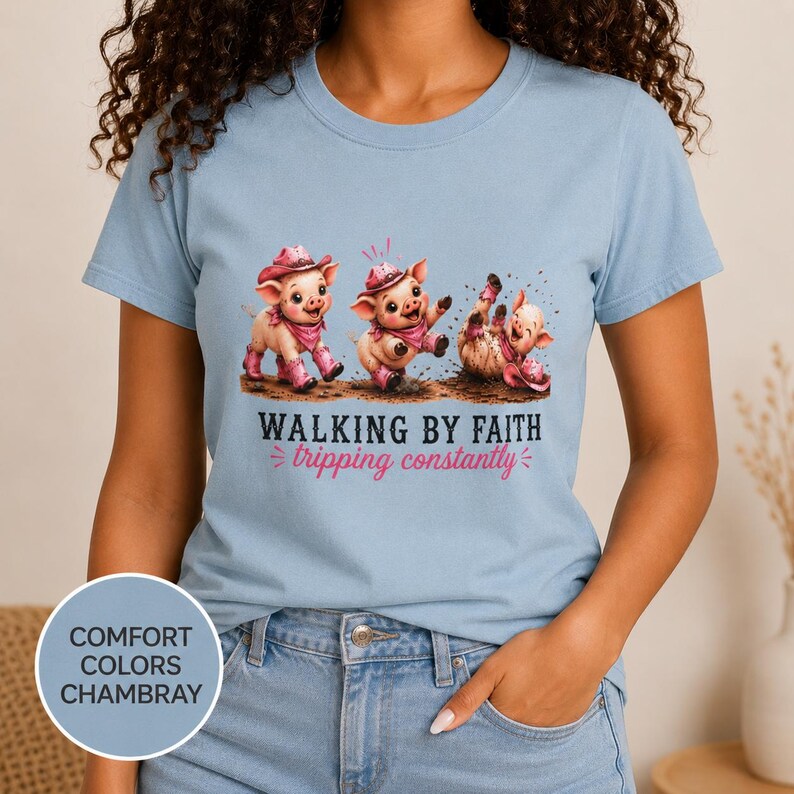 Comfort Colors® Walking By Faith Tripping Constantly Piglet product image 4