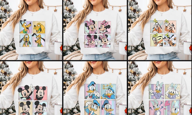 Disney Characters Sweatshirt Hoodie, Mickey Minnie Donald Daisy Goofy Pluto Shirt, Vintage Cartoon Crewneck, Disney Family Trip Gift