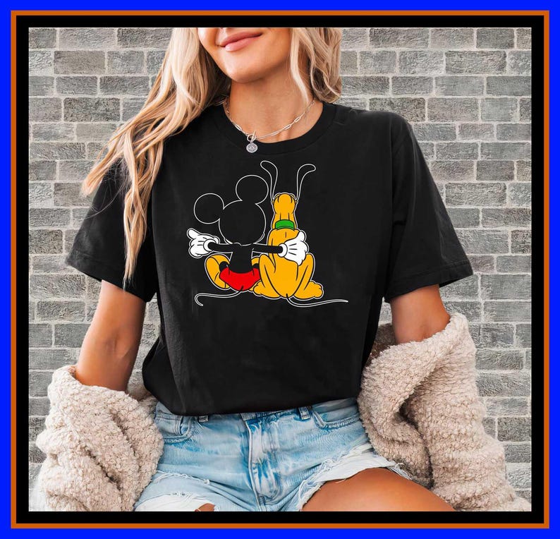 Mickey and Pluto Best Friends T Shirt Minimalist Disney Vacation Hoodie Magic Kingdom Family Trip Shirt Mouse and Dog Graphic Tee OP255