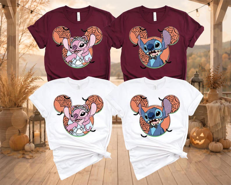 Stitch Angel Bride Halloween DTF, Couples Halloween DTF Transfer Ready For Press, Spooky Season Dtf Prints, Ready To Press, Direct To Film