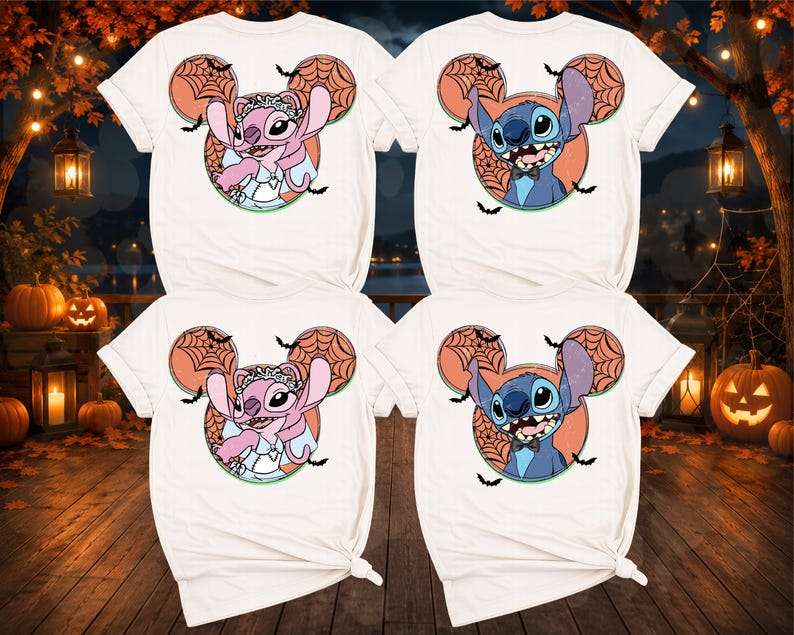 Stitch Angel Bride Halloween DTF, Couples Halloween DTF Transfer Ready For Press, Spooky Season Dtf Prints, Ready To Press, Direct To Film