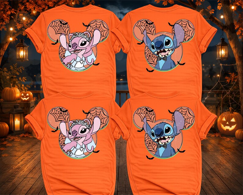 Stitch Angel Bride Halloween DTF, Couples Halloween DTF Transfer Ready For Press, Spooky Season Dtf Prints, Ready To Press, Direct To Film