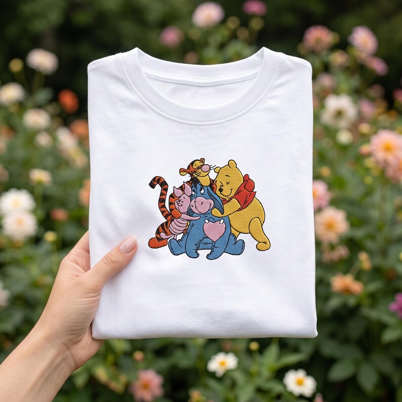 Winnie Pooh Friends Embroidered Shirt, Tigger Eeyore Piglet Tee, Cute Cartoon Sweatshirt, Vintage Pooh Friends Hoodie, Disney Lovers Gift
