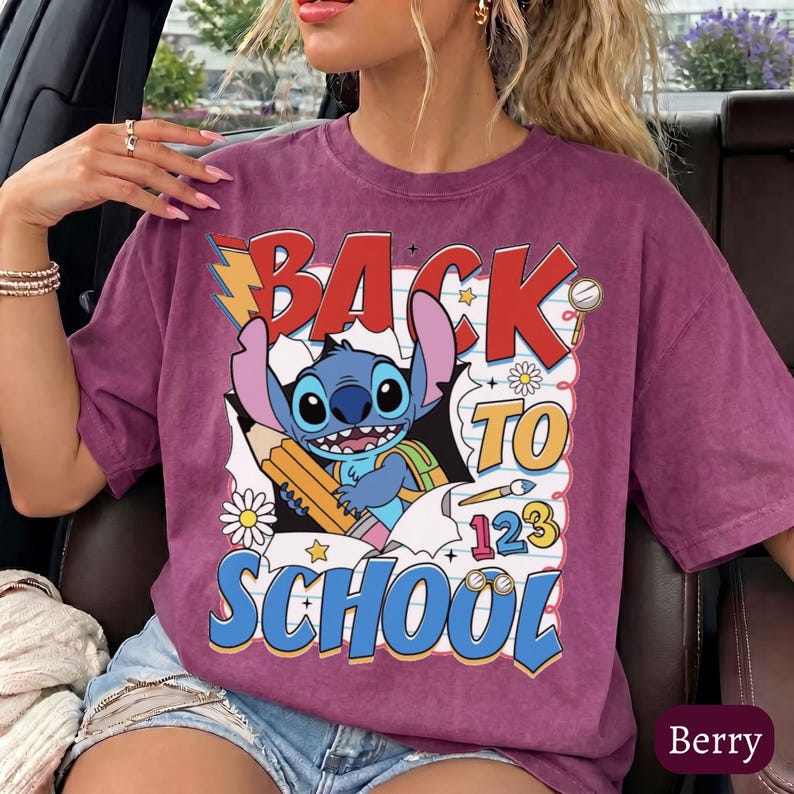 Disney Back To School Comfort Colors® Shirt, First Day Of School Tee, Teacher Appreciation Gift, Stitch Teacher Shirt, Stitch And Angel Tee
