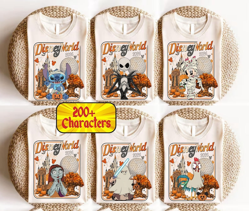 Custom Disney World DTF Transfer, Stitch and Angel Halloween Couple dtf Transfer,Halloween Character DTF, Ready to Press Heat Transfer