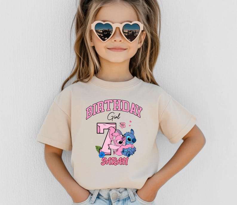 Stitch Angel Birthday Gırl Shirt, Disney Girl Birthday Tee, Custom Stitch Part T-Shirt, Stitch Toddler Gift, Birthday Family Matching Tees