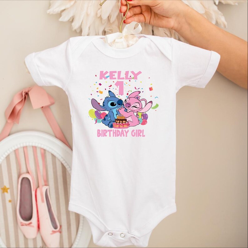 Stitch Birthday Girl Family Shirts, Personalized Name Age Birthday Toddler, Matching Disney Family Birthday Shirt