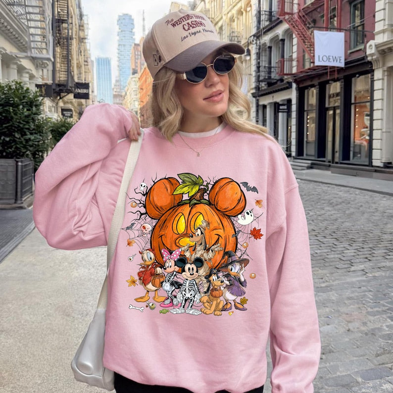 Disneyland Halloween Crewneck, Mickey & Co Trick or Treat Sweater, Mickey and Friends Disneyland Sweatshirt