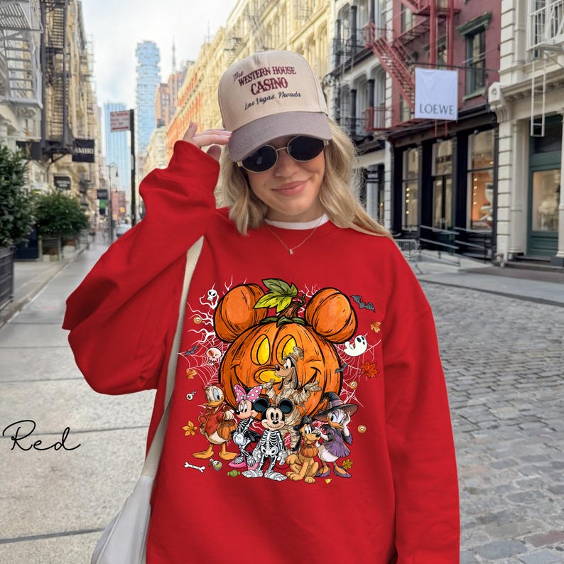 Disneyland Halloween Crewneck, Mickey & Co Trick or Treat Sweater, Mickey and Friends Disneyland Sweatshirt