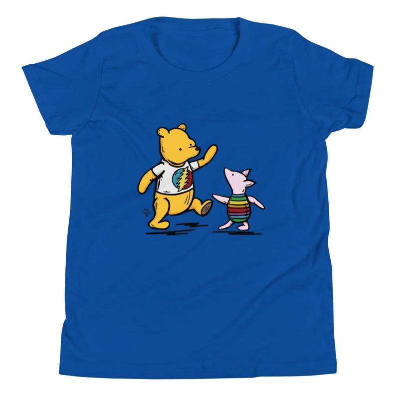 Dancing Vintage Pooh & Piglet Youth T-Shirt Classic Bella + Canvas Unisex