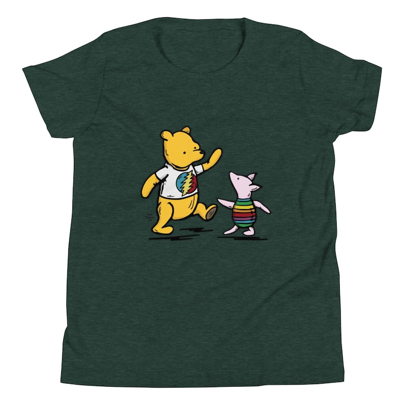 Dancing Vintage Pooh & Piglet Youth T-Shirt Classic Bella + Canvas Unisex