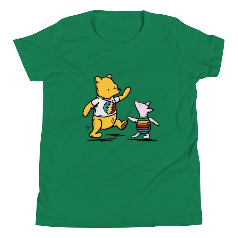 Dancing Vintage Pooh & Piglet Youth T-Shirt Classic Bella + Canvas Unisex