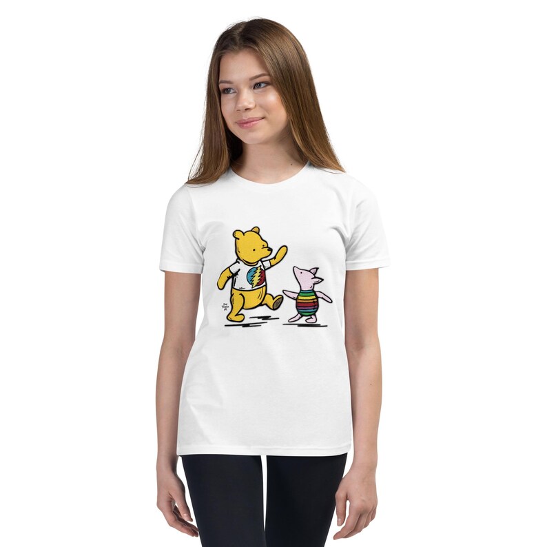 Dancing Vintage Pooh & Piglet Youth T-Shirt Classic Bella + Canvas Unisex
