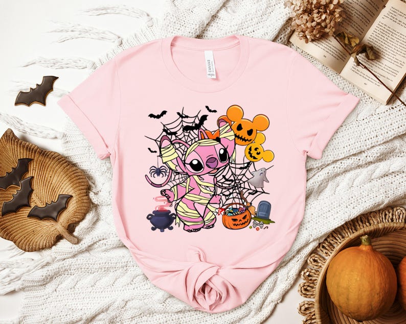 Angel Mummy Shirt, Disney Halloween Shirt, Spooky Lilo Stitch Tee, Kids Trick Or Treat Shirt, Family Disney Mummy Apparel