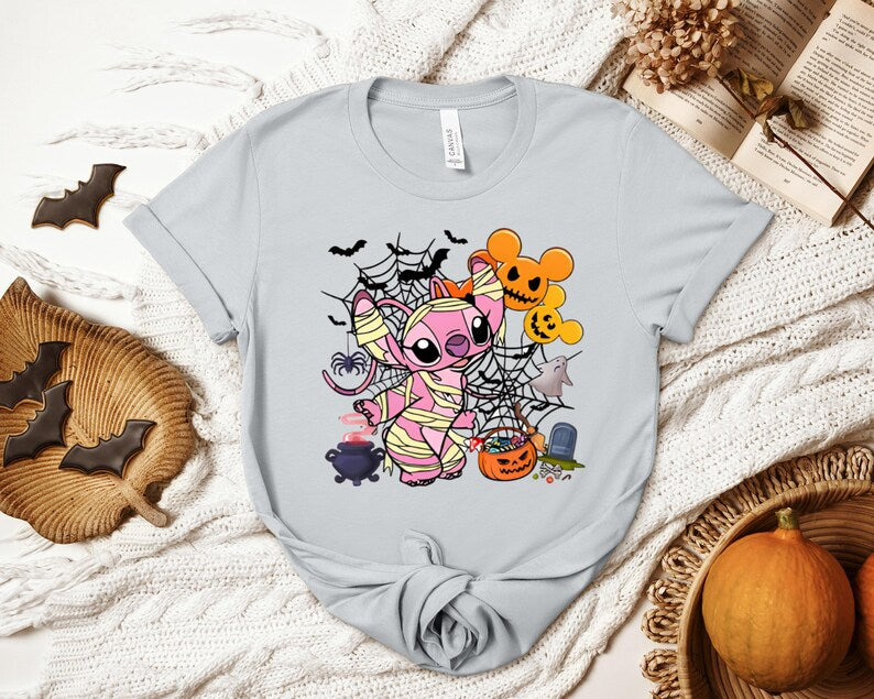 Angel Mummy Shirt, Disney Halloween Shirt, Spooky Lilo Stitch Tee, Kids Trick Or Treat Shirt, Family Disney Mummy Apparel