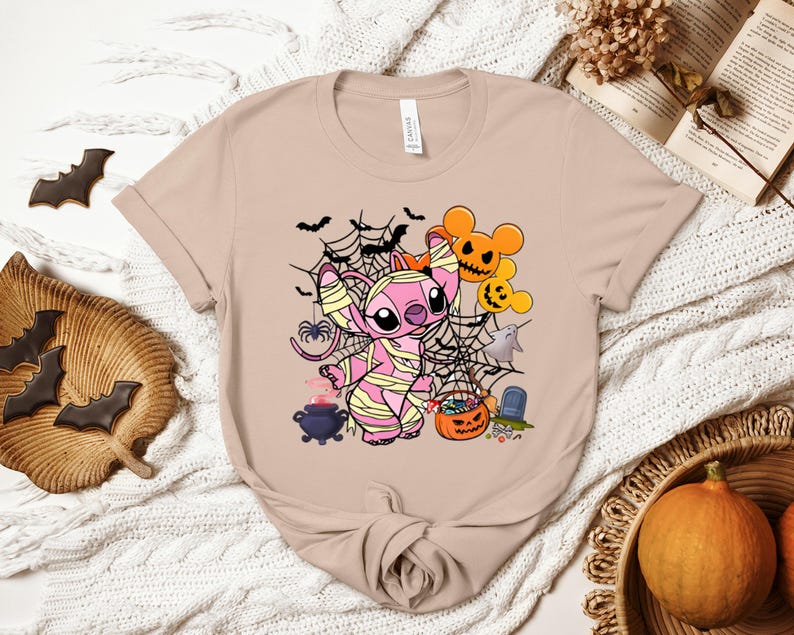 Angel Mummy Shirt, Disney Halloween Shirt, Spooky Lilo Stitch Tee, Kids Trick Or Treat Shirt, Family Disney Mummy Apparel