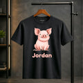 Personalised Pig T-Shirt, Custom Your Name Shirt Piglet Tee, Kids Casual Animal Top Cotton