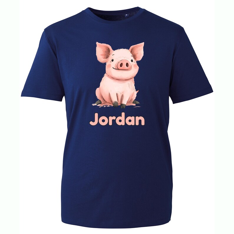 Personalised Pig T-Shirt, Custom Your Name Shirt Piglet Tee, Kids Casual Animal Top Cotton