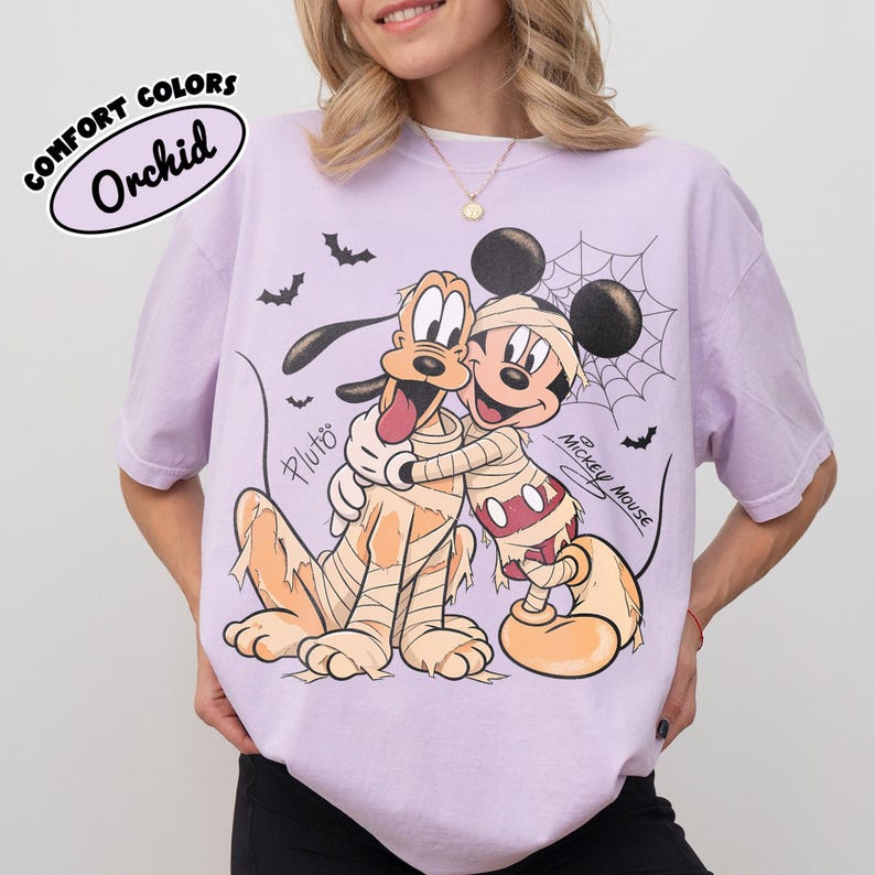 Retro Mickey And Pluto Signatures Halloween Comfort Colors product image 6