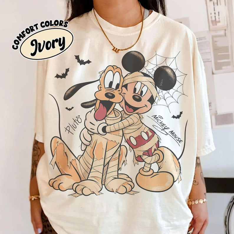 Retro Mickey And Pluto Signatures Halloween Comfort Colors product image 2