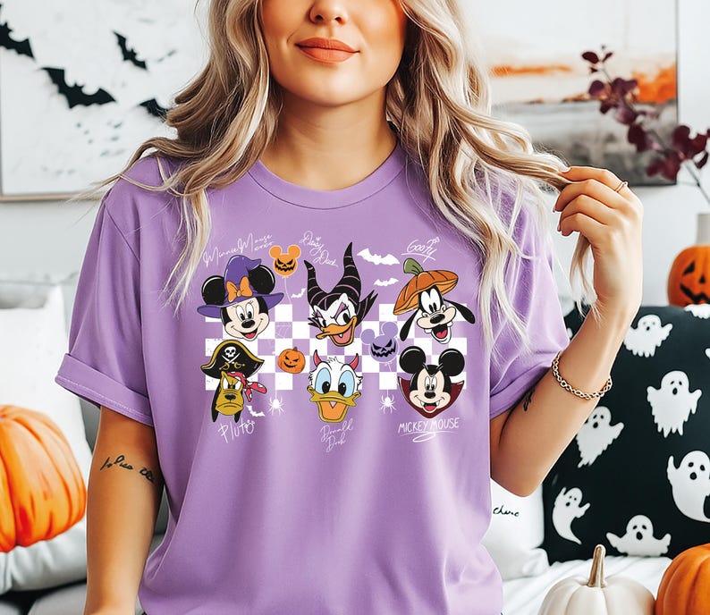 Minnie Mickey Halloween Shirt, Disney Character Tee, Daisy Donald Goofy Pluto Shirt, Spooky Halloween Outfit, Disney Family Shirt