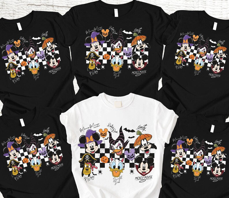 Minnie Mickey Halloween Shirt, Disney Character Tee, Daisy Donald Goofy Pluto Shirt, Spooky Halloween Outfit, Disney Family Shirt