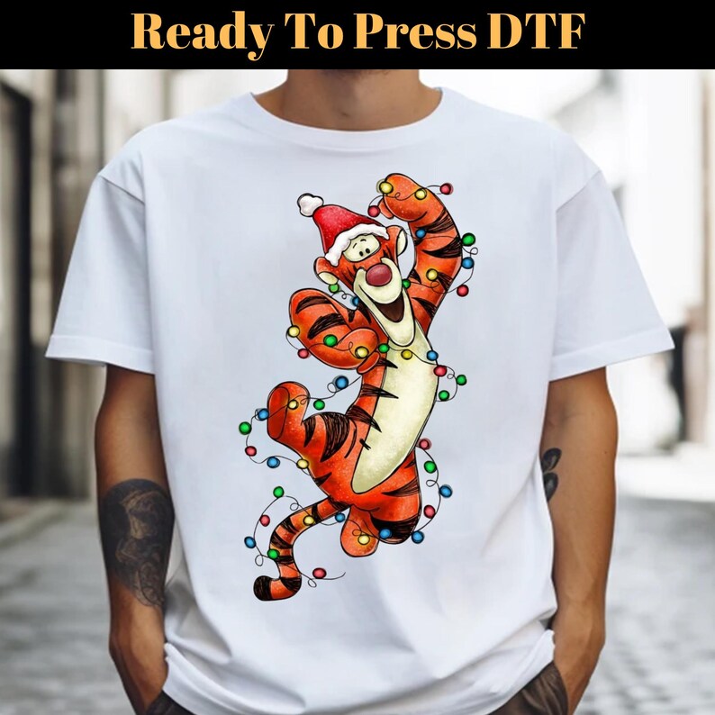 Winnie The Pooh Characters Christmas DTF Transfer, Disney Christmas Ready To Press, The Pooh Eeyore Tigger Piglet Christmas DTF, Xmas DTF