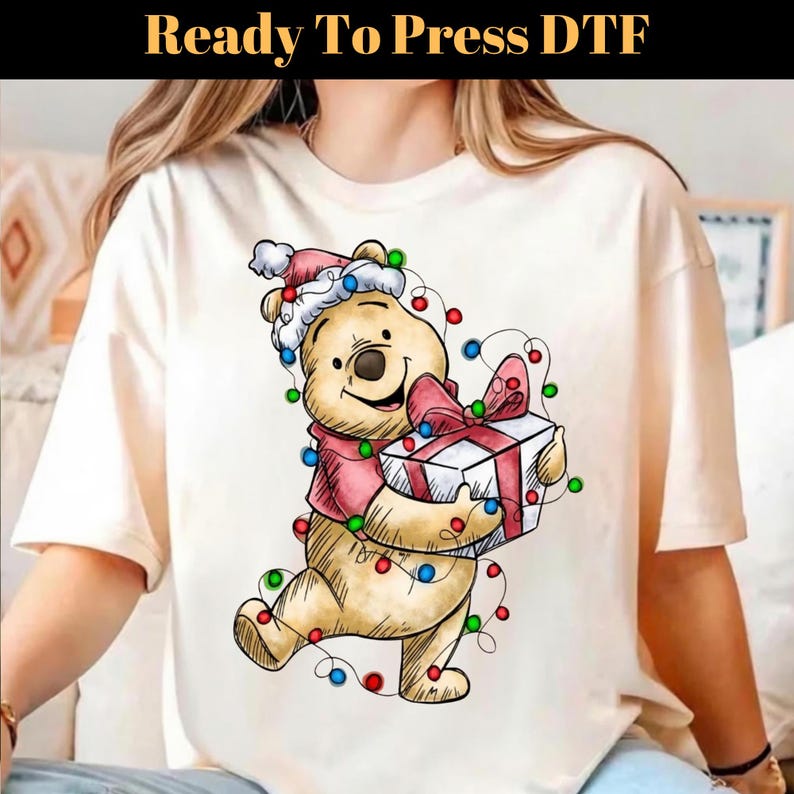 Winnie The Pooh Characters Christmas DTF Transfer, Disney Christmas Ready To Press, The Pooh Eeyore Tigger Piglet Christmas DTF, Xmas DTF