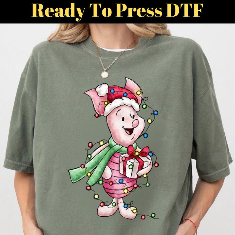 Winnie The Pooh Characters Christmas DTF Transfer, Disney Christmas Ready To Press, The Pooh Eeyore Tigger Piglet Christmas DTF, Xmas DTF