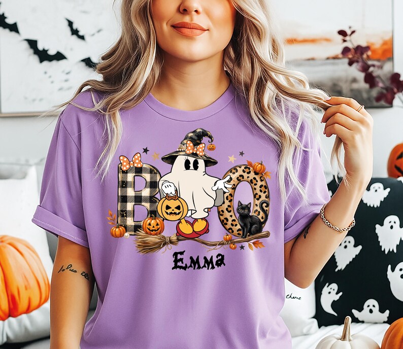Boo Squad Matching Shirt, Disney Halloween Family Tee, Custom Character Shirt, Stitch Mickey Minnie Matching Tee, Pooh Piglet Halloween