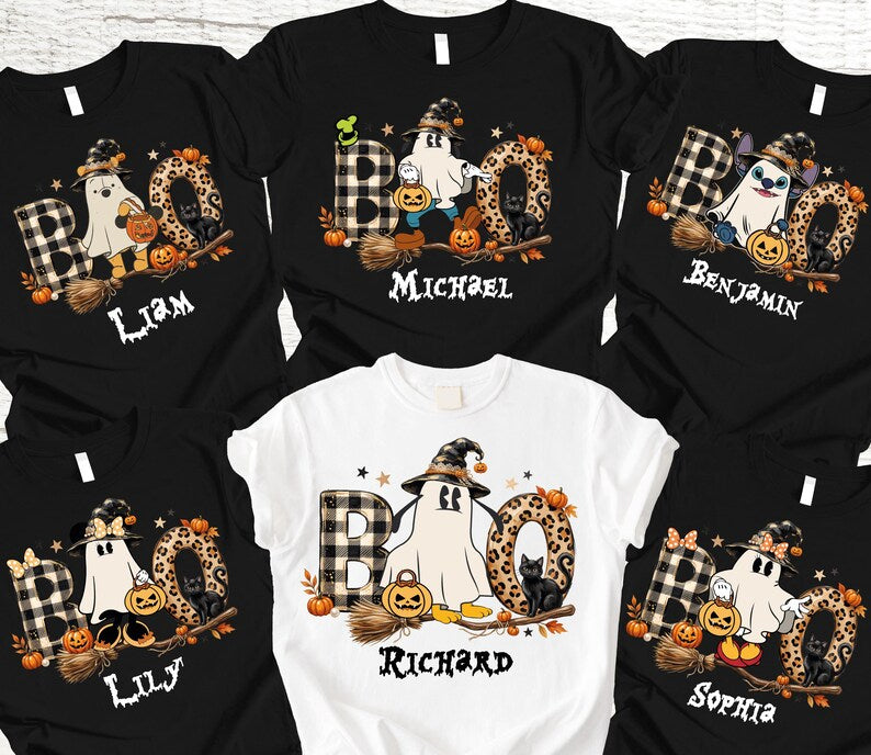 Boo Squad Matching Shirt, Disney Halloween Family Tee, Custom Character Shirt, Stitch Mickey Minnie Matching Tee, Pooh Piglet Halloween