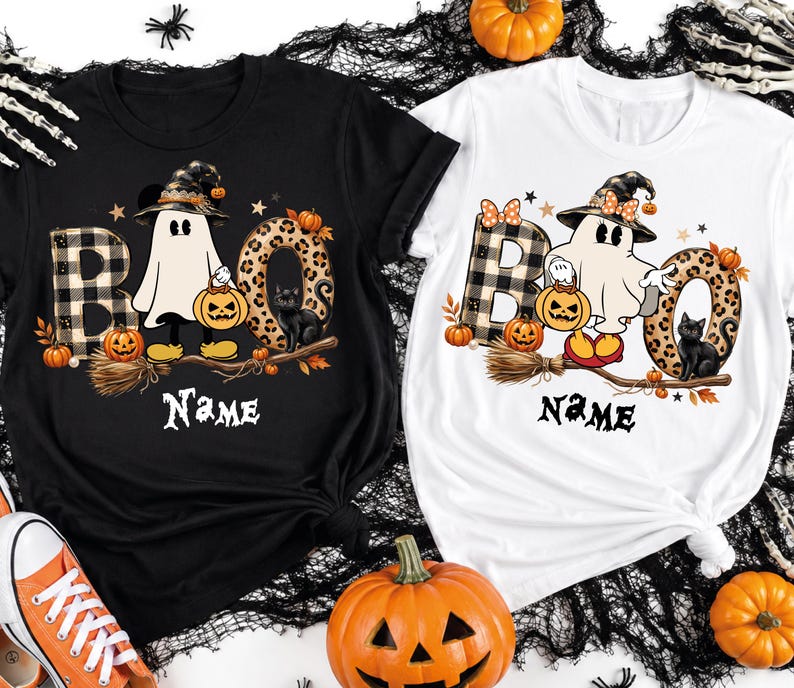 Boo Squad Matching Shirt, Disney Halloween Family Tee, Custom Character Shirt, Stitch Mickey Minnie Matching Tee, Pooh Piglet Halloween