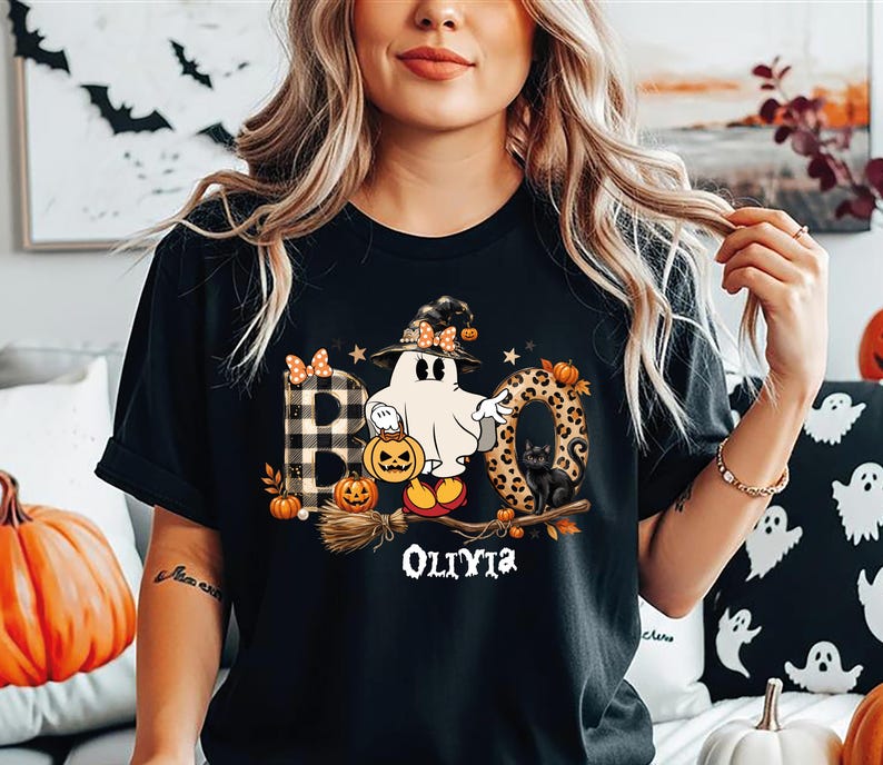 Boo Squad Matching Shirt, Disney Halloween Family Tee, Custom Character Shirt, Stitch Mickey Minnie Matching Tee, Pooh Piglet Halloween