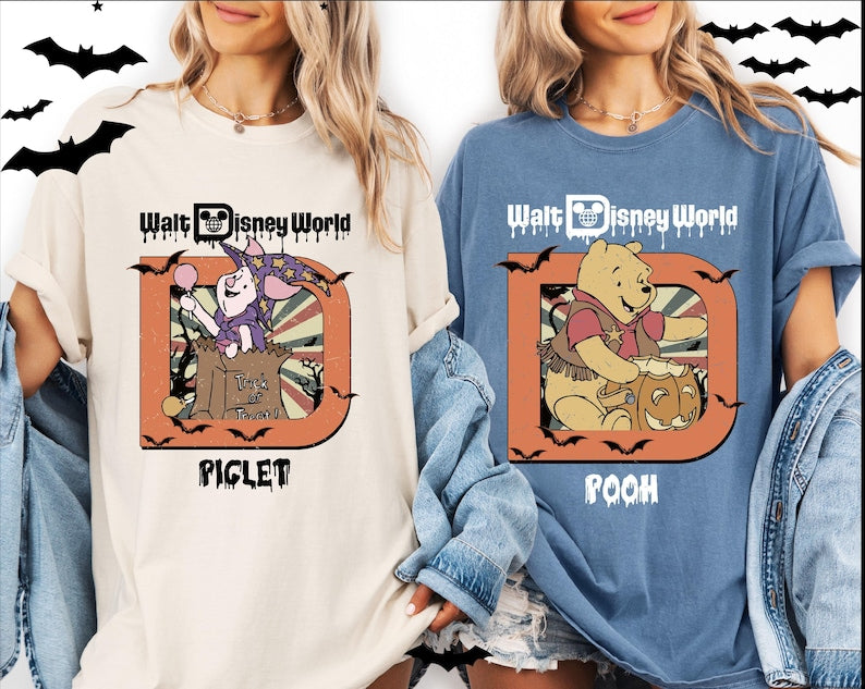 Comfort Colors Disney Halloween Shirt, Ghost Pooh Piglet Est 1971, Florida Haunted Castle, Nostalgic Family Matching tank top sweatshirt