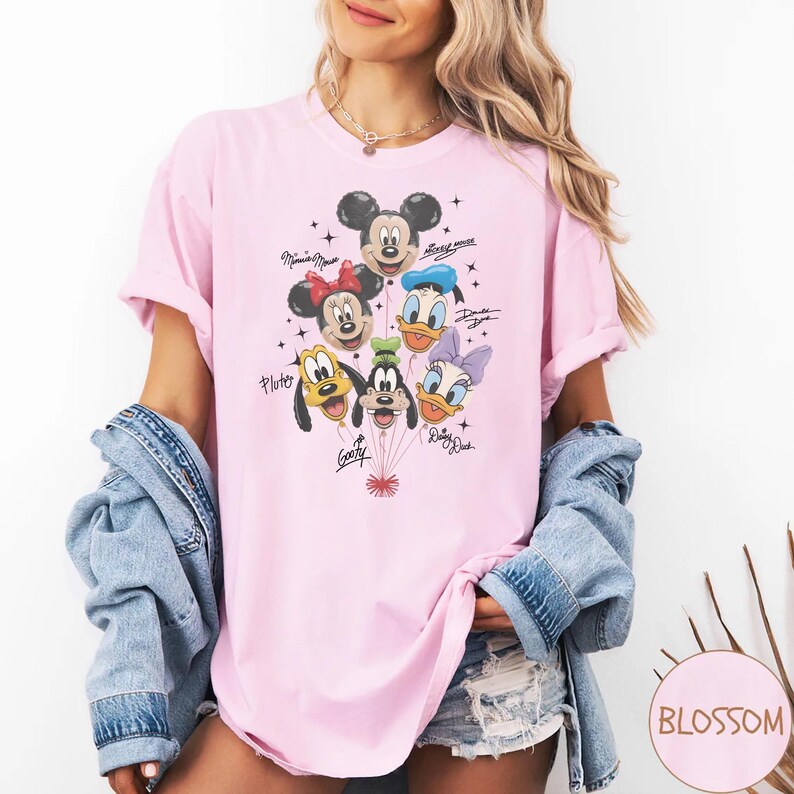 Mickey Friends Balloon Shirt, Disney Character Tee, Mickey Minnie Donald Daisy Goofy Pluto Vacation Shirt