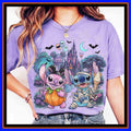 Walt Disney World Stitch & Angel Halloween Shirt, Magic Kingdom Halloween Tee, Ice Cream Snacking Team, Disneyland Spooky Season Family Q352