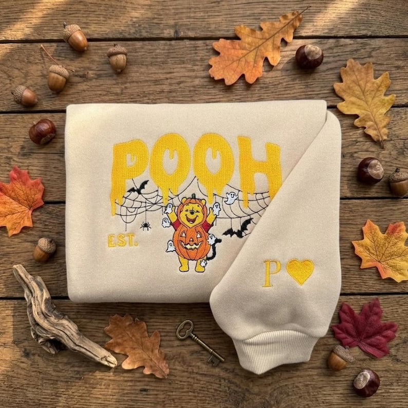 Embroidered Pooh and Friends Halloween Shirt, Pooh Tigger Piglet Eeyore Sweatshirt, Spooky Winnie the Pooh Hoodie, Disney Halloween Shirt