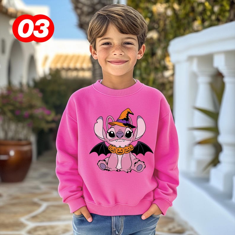 Stitch Toddler Tee, Witch Angel Kids, Kids Disney Fall Graphic T-Shirt