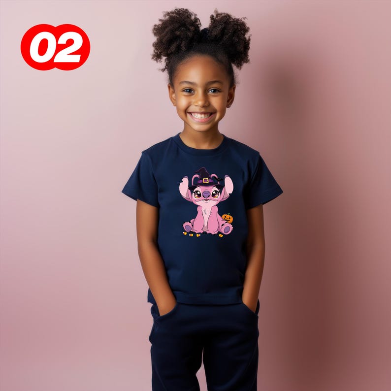 Stitch Toddler Tee, Witch Angel Kids, Kids Disney Fall Graphic T-Shirt