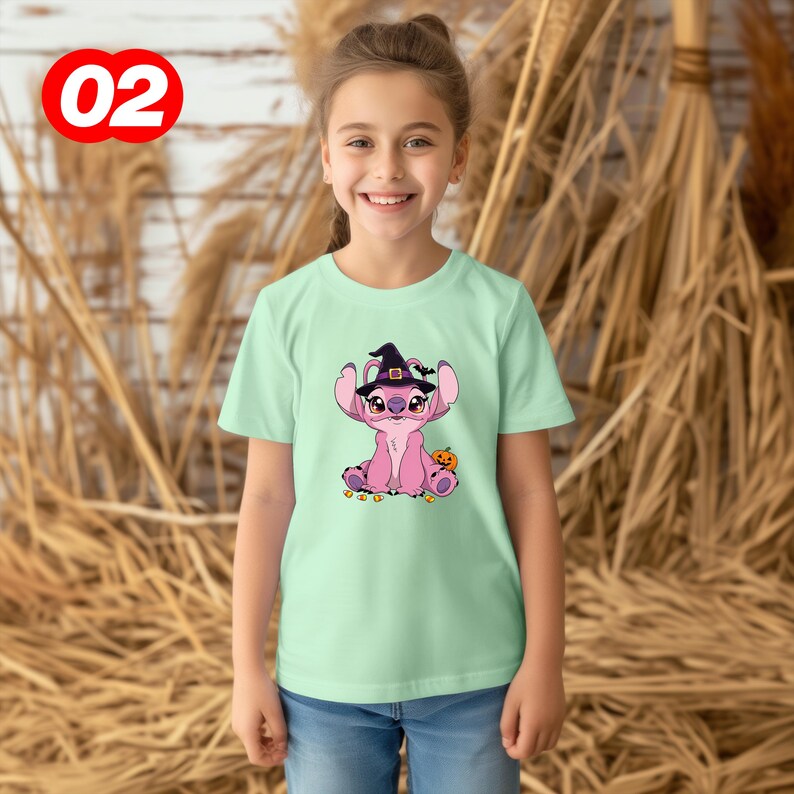 Stitch Toddler Tee, Witch Angel Kids, Kids Disney Fall Graphic T-Shirt