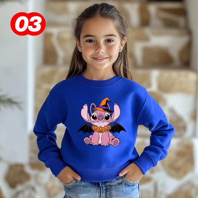 Stitch Toddler Tee, Witch Angel Kids, Kids Disney Fall Graphic T-Shirt